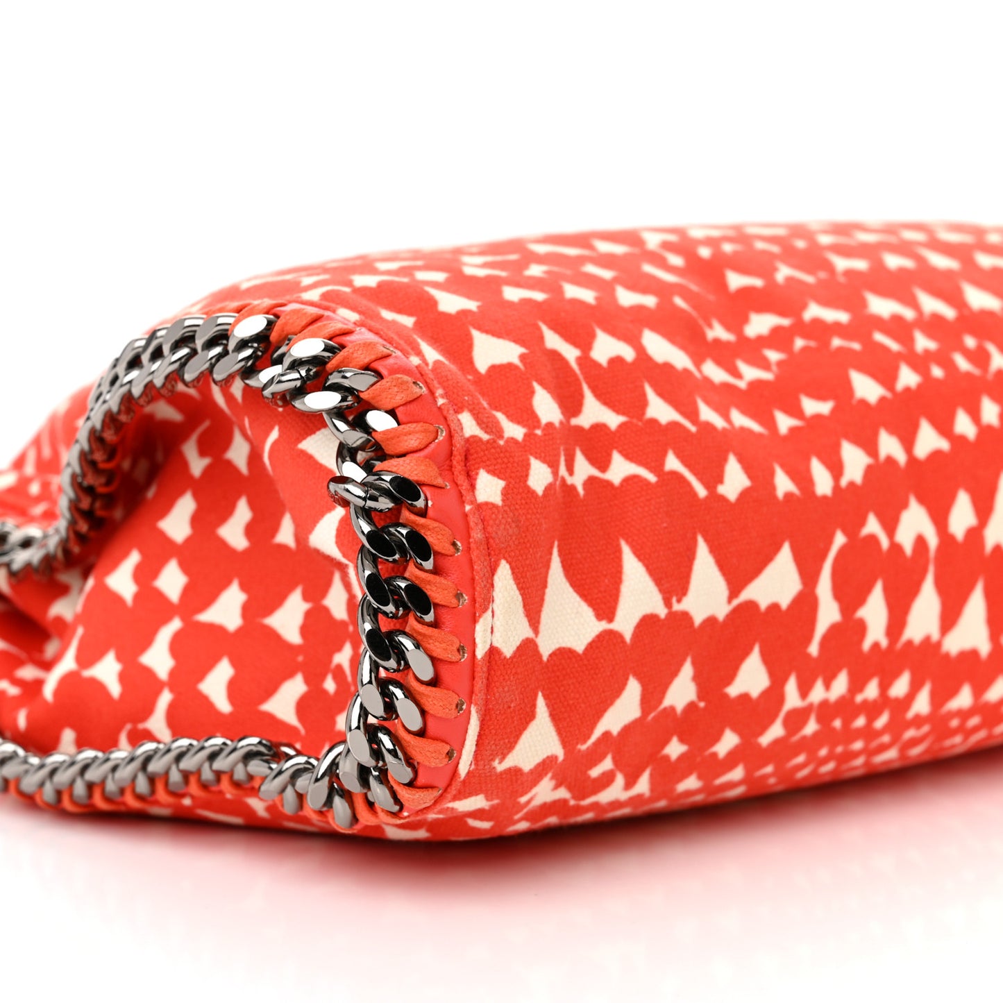 Canvas Heart Print Small Falabella Fold Over Tote Red