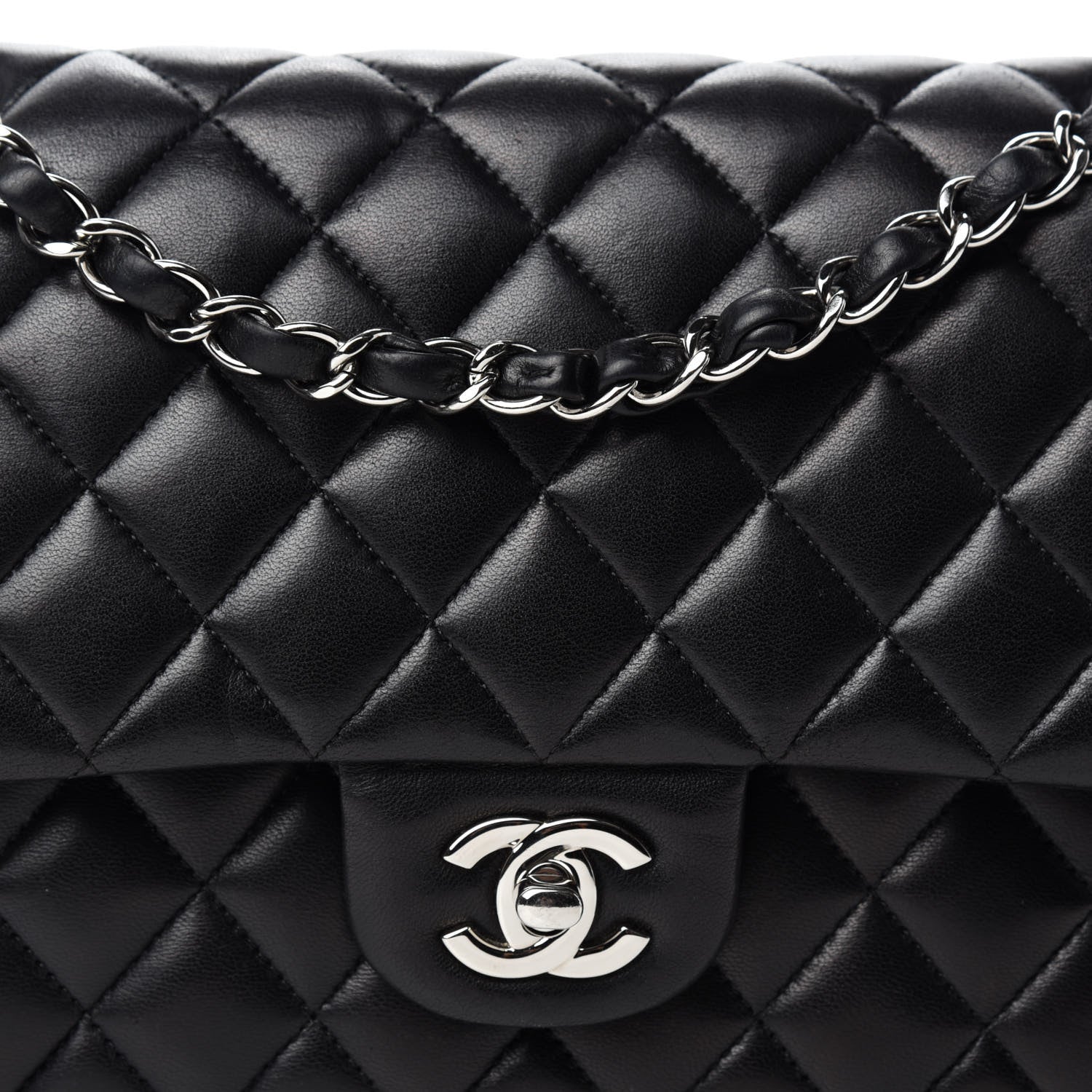 Chanel Lambskin Quilted Medium Double Flap Black 14 of 14