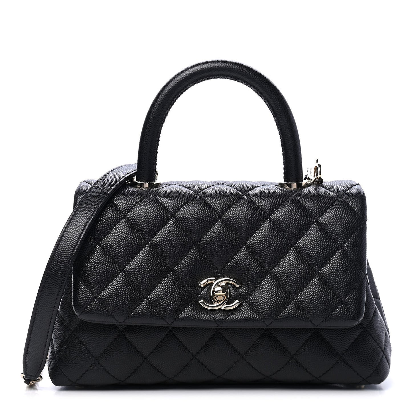 Caviar Quilted Mini Coco Handle Flap Black