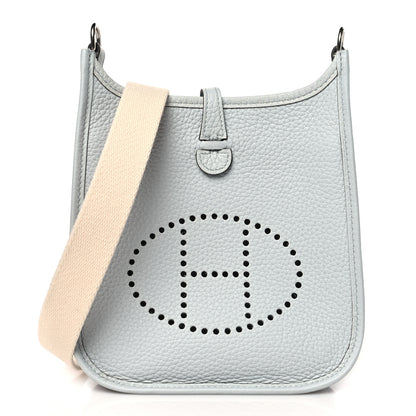 Hermes Taurillon Clemence Amazone Evelyne TPM Bleu Pale Nata 1 of 10