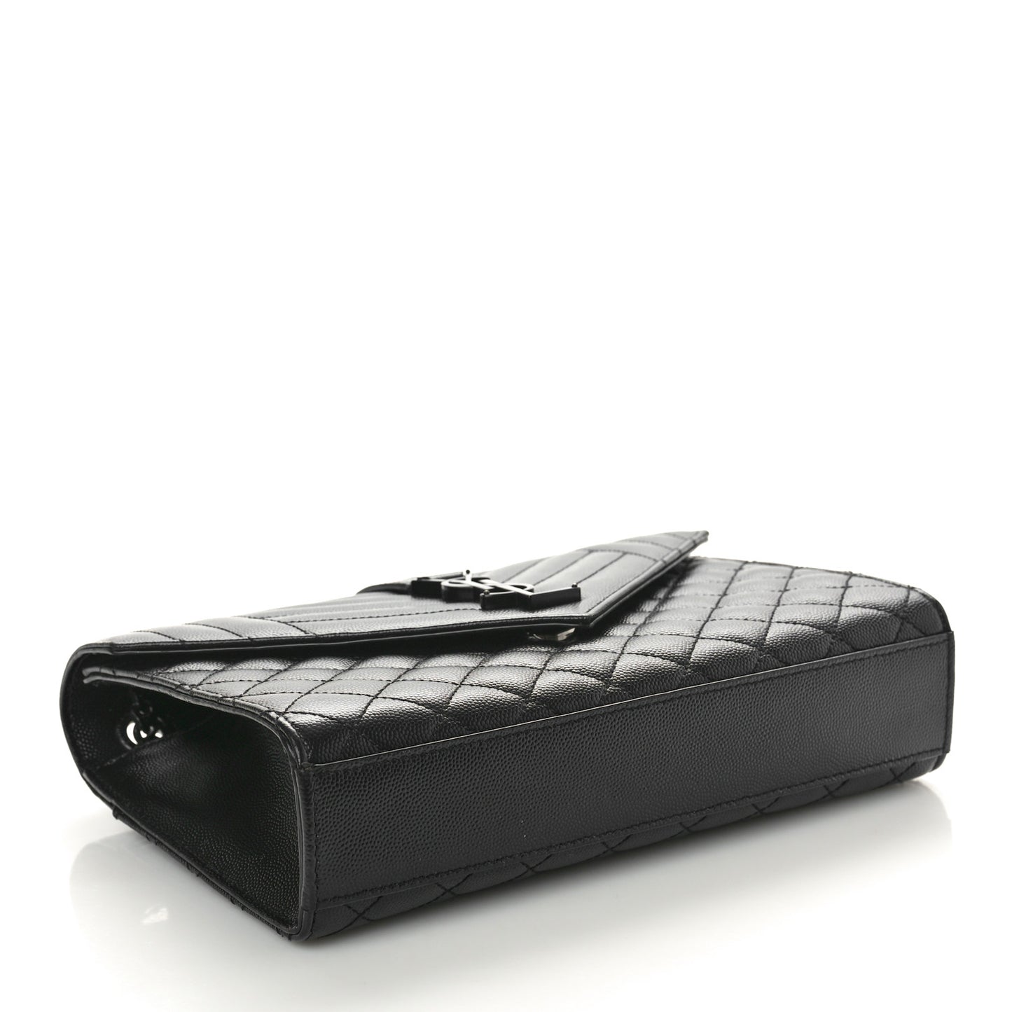 Grain De Poudre Textured Mixed Matelasse Triquilt Medium Monogram Monochrome Satchel Black