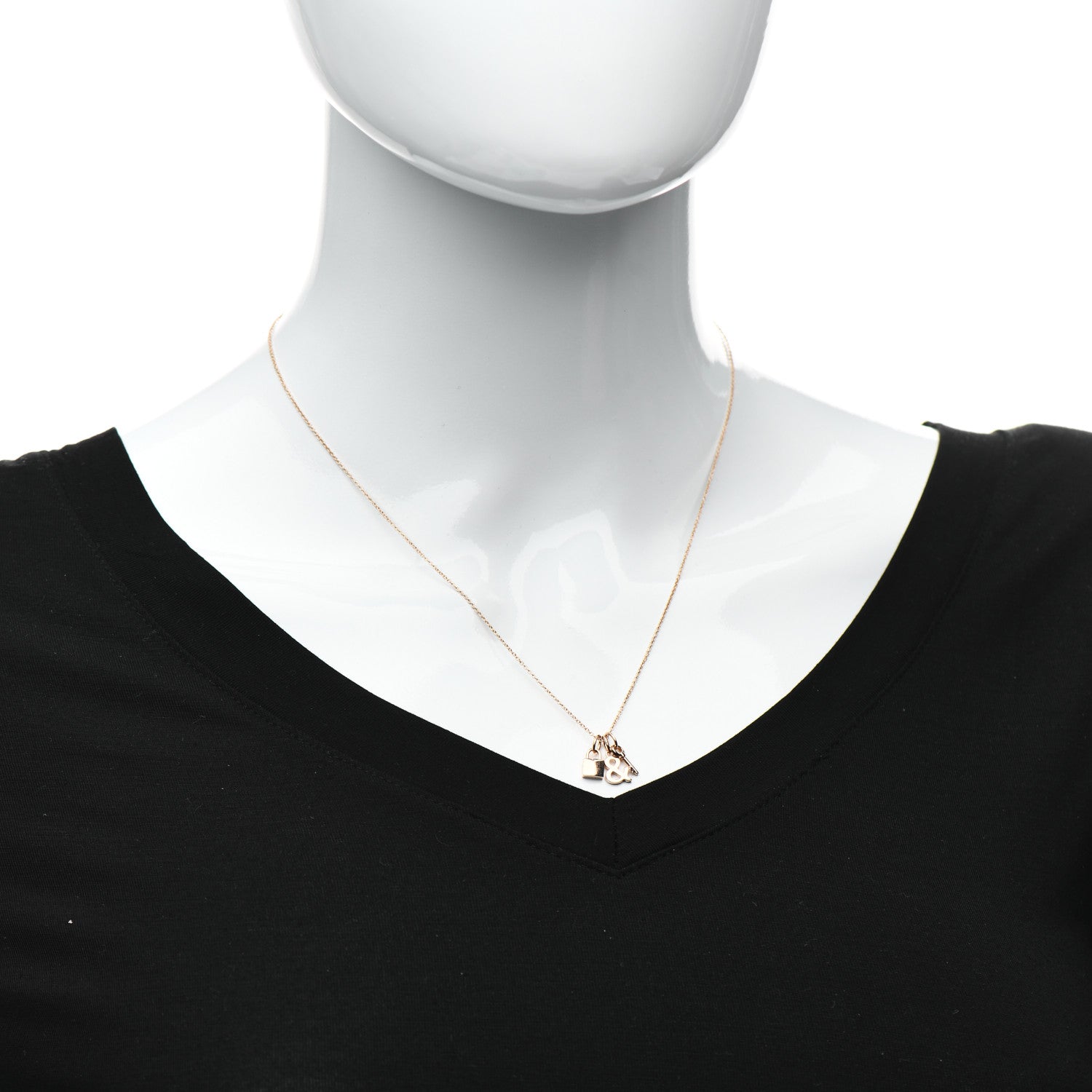 Tiffany 18K Rose Gold Lock and Key Pendant Necklace 2 of 5