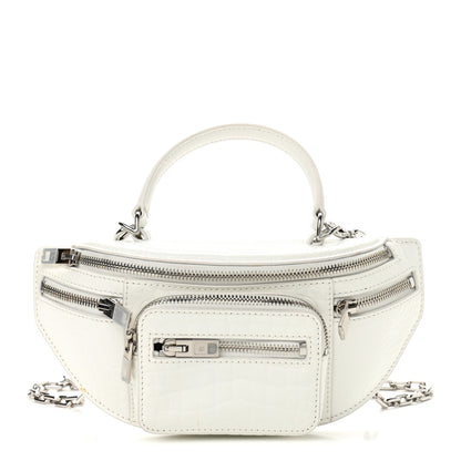 Alexander Wang Crocodile Embossed Patent Mini Top Handle Attica Belt Bag White 1 of 11