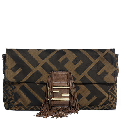 Fendi Fabric Macro FF Diagonal Large Convertible Baguette Tobacco 1 of 10