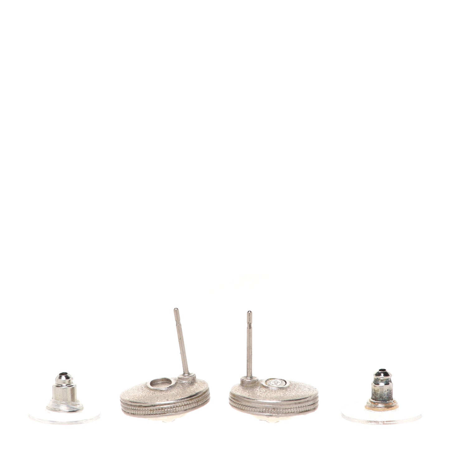 Pearl Crystal CC Round Earrings Gold