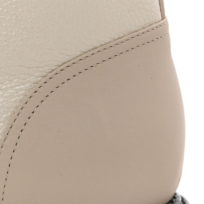Chanel Pearly Calfskin Patent Calfskin Quilted Lace Up Boots 38.5 White Light Gray Black 12 of 16