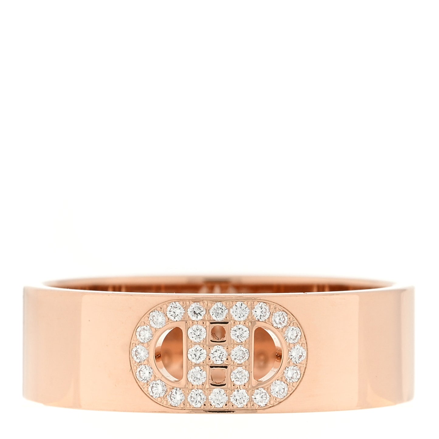 18K Rose Gold Diamond PM H D'Ancre Ring 51 5.75