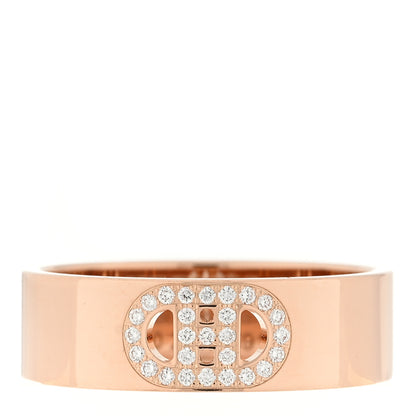 Hermes 18K Rose Gold Diamond PM H D'Ancre Ring 51 5.75 1 of 4