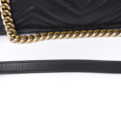 Gucci Calfskin Matelasse Medium GG Marmont Shoulder Bag Black 14 of 20