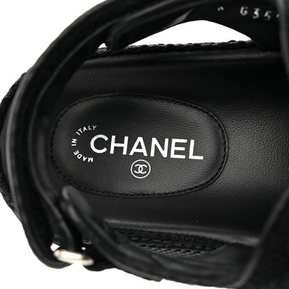 Chanel Fabric Velcro Dad Sandals 37.5 Black 8 of 9
