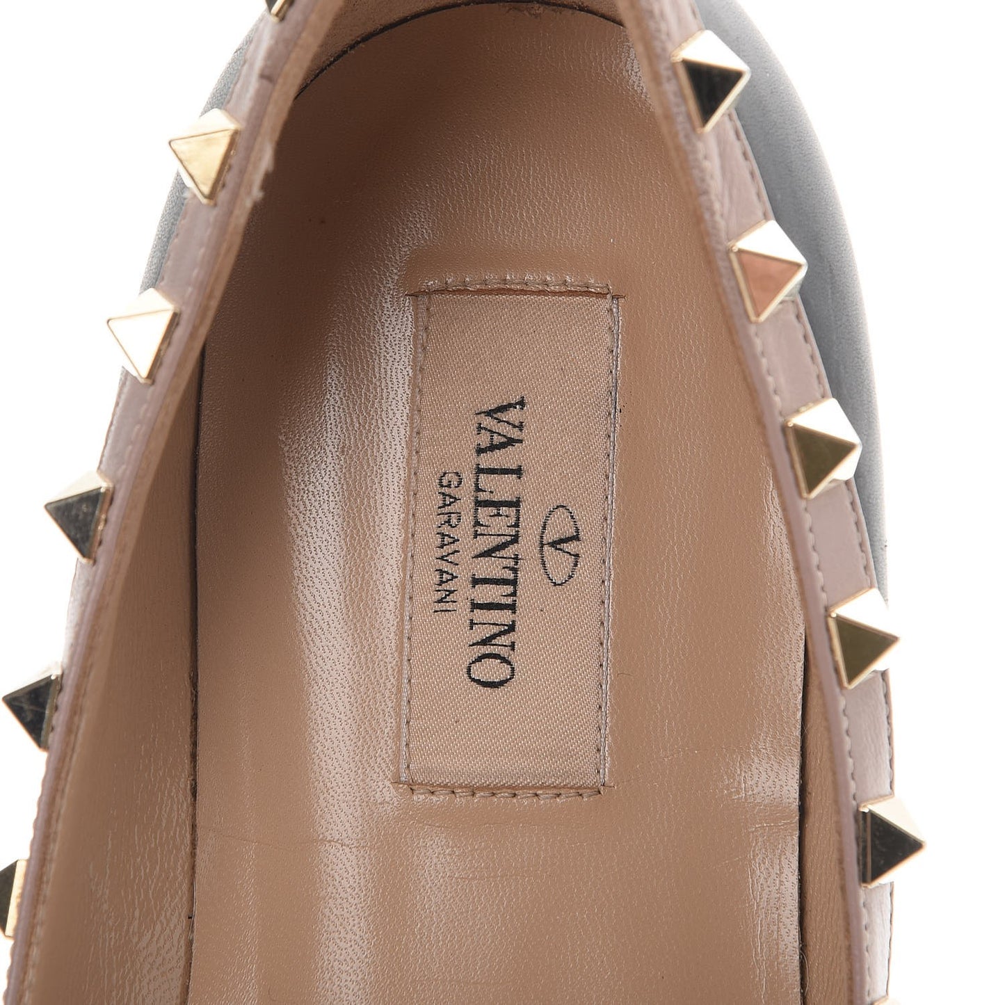 Calfskin Nappa Rockstud Flats 39 Black Poudre