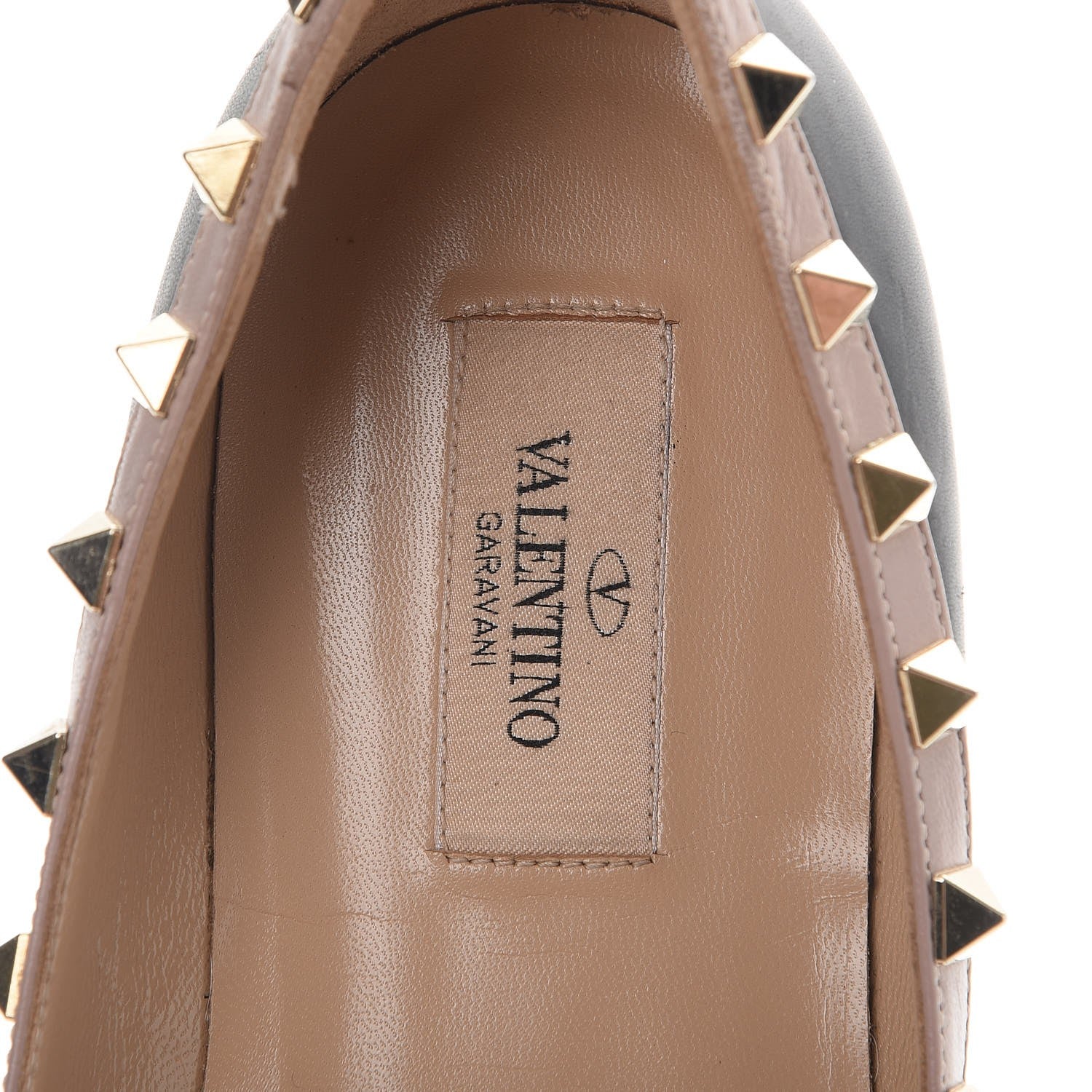 Valentino Garavani Calfskin Nappa Rockstud Flats 39 Black Poudre 9 of 12