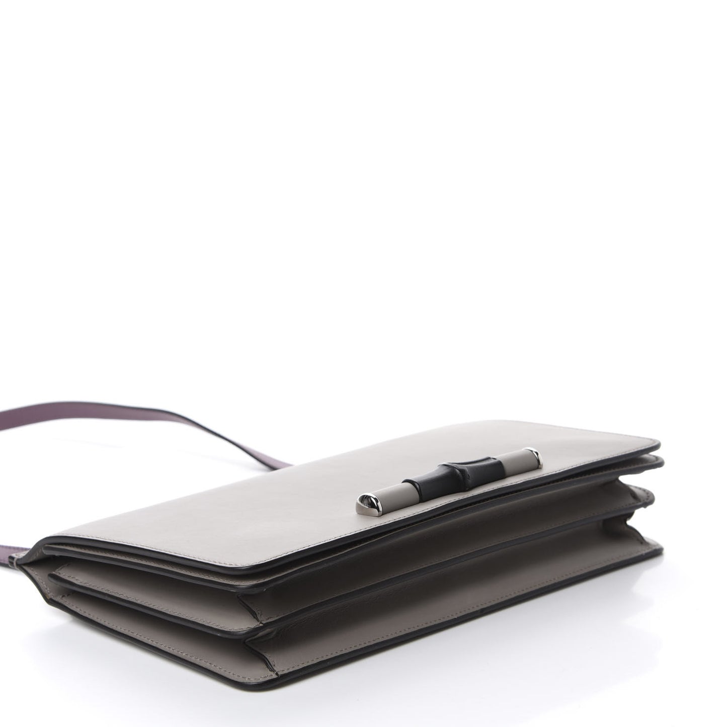 Calfskin Lady Bamboo Shoulder Bag Grey