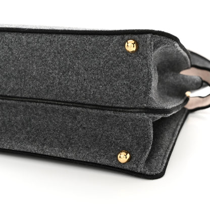 Fendi Melange Flannel Satin Threaded Edge Medium Peekaboo I SEE U Satchel Grigio Bois de Rose 10 of 18