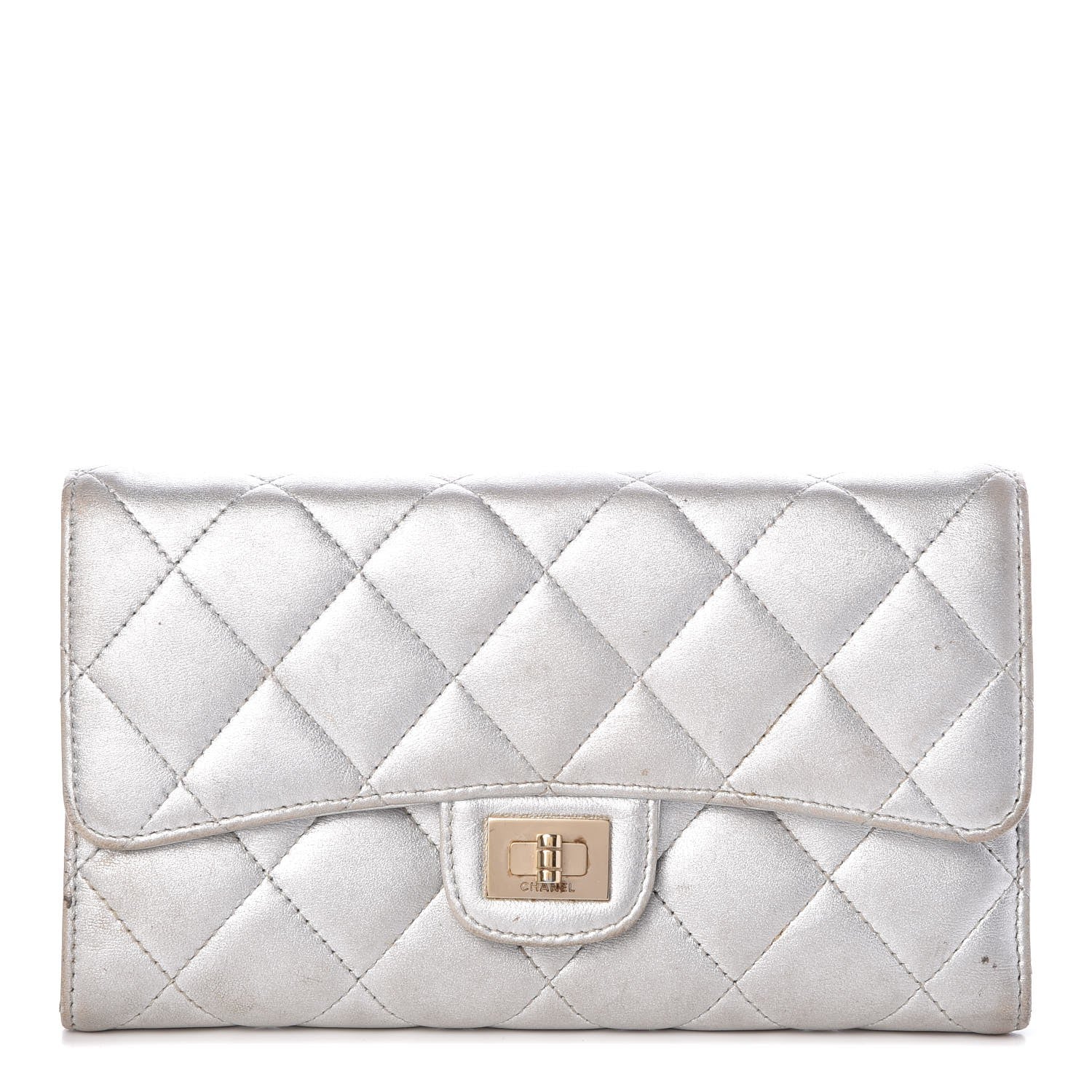 Chanel Metallic Lambskin Quilted Reissue Wallet Silver 1 of 22