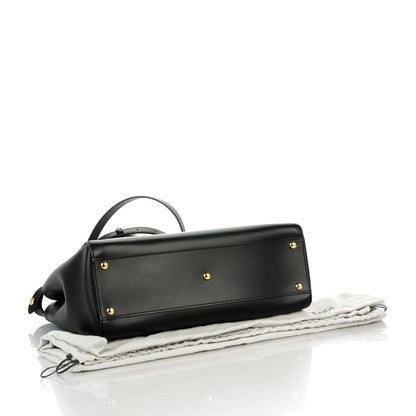Fendi Vitello Morgan Shiny Nappa Medium Peekaboo Iconic Satchel Black Rosa Plaster 4 of 8
