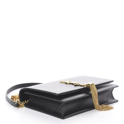 Saint Laurent Grain De Poudre Classic Monogram Kate Tassel Chain Wallet Black 3 of 7