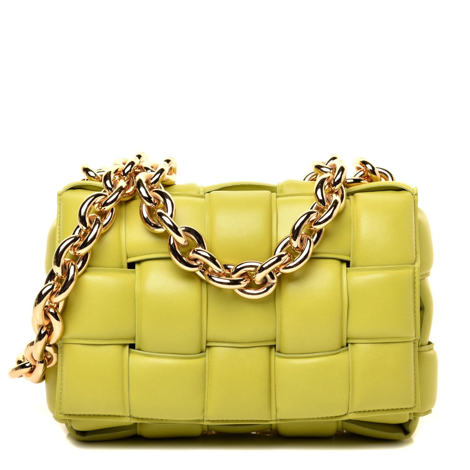 Bottega Veneta Lambskin Maxi Intreccio Padded Chain Cassette Crossbody Bag Kiwi 1 of 9