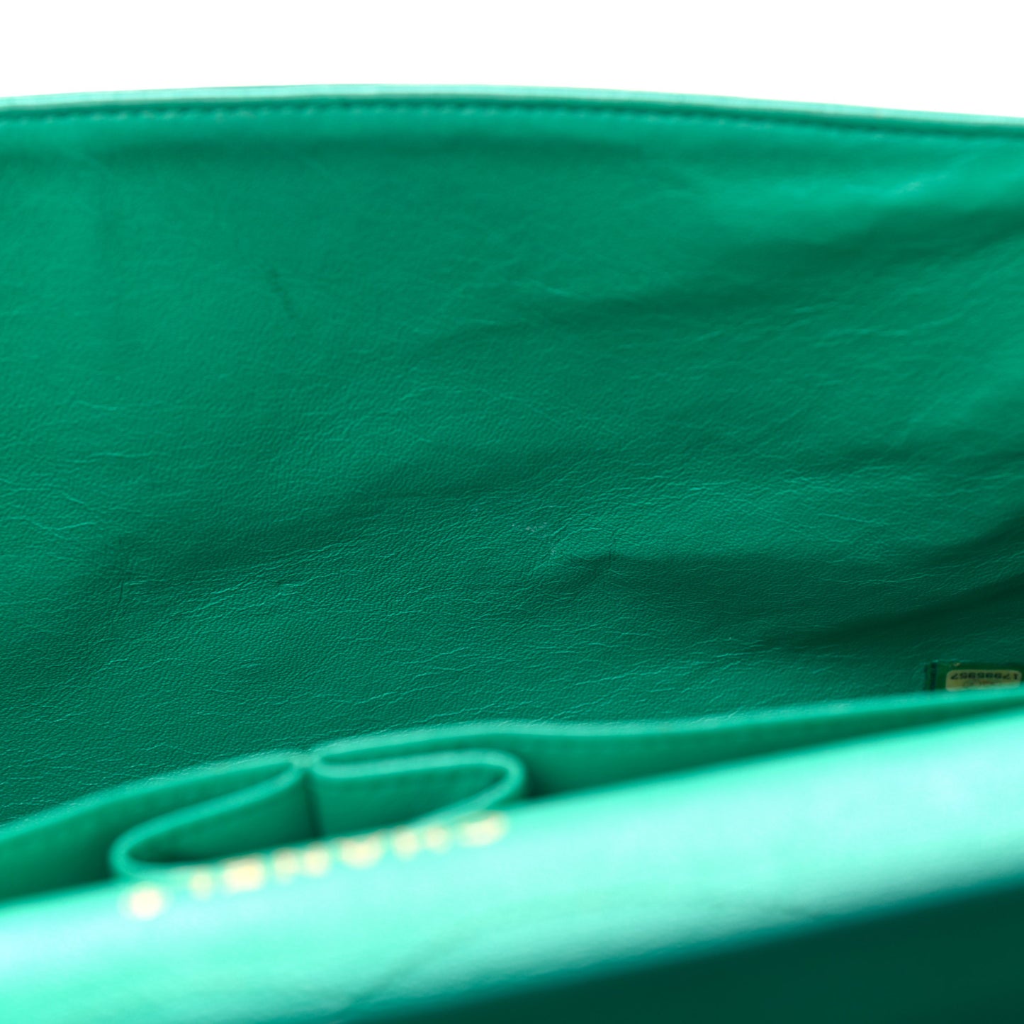 Lambskin Quilted Jumbo Double Flap Green