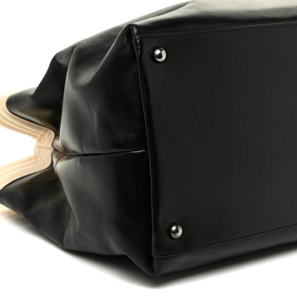 Chanel Glazed Calfskin Boy Tote Black Beige 10 of 26