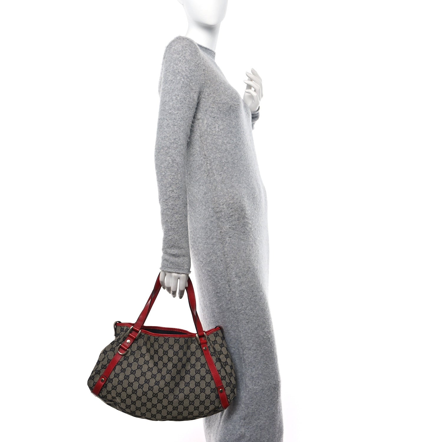 Gucci Monogram Medium Abbey Shoulder Bag Navy Red 2 of 10