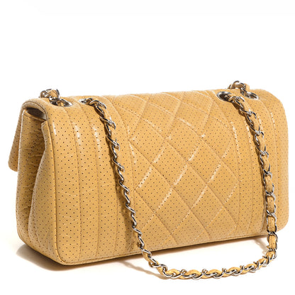 Chanel Aged Calfskin Perforated East West Flap Yellow 3 of 9