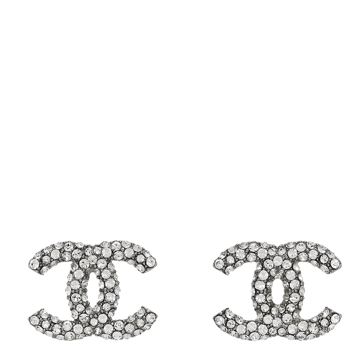Chanel Crystal CC Earrings Silver 1 of 5