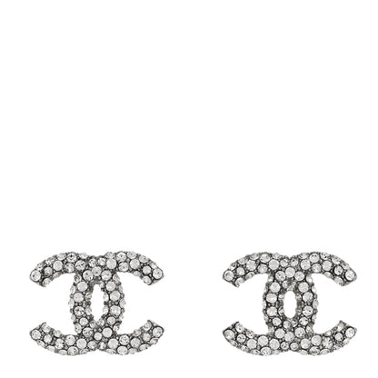 Chanel Crystal CC Earrings Silver 1 of 5