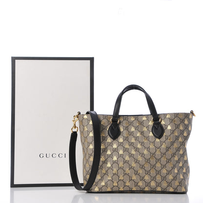 Gucci Soft GG Supreme Monogram Bees Small Crossbody Tote Beige Oro Black 8 of 8