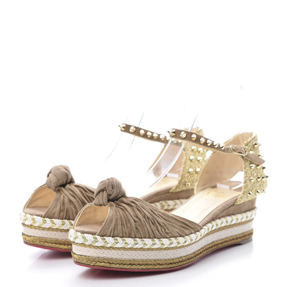 Christian Louboutin Suede Studded Madcarina Platform Sandals 40 Cappuccino 3 of 8
