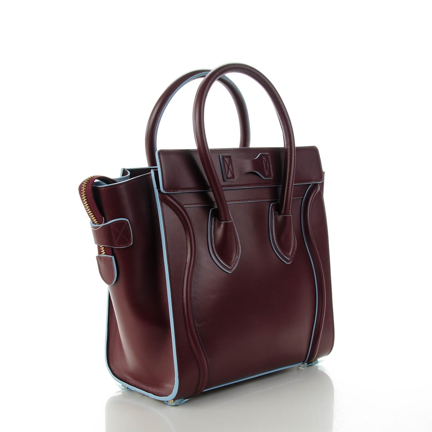 Celine Palmelato Micro Luggage Burgundy Azur Blue 3 of 7