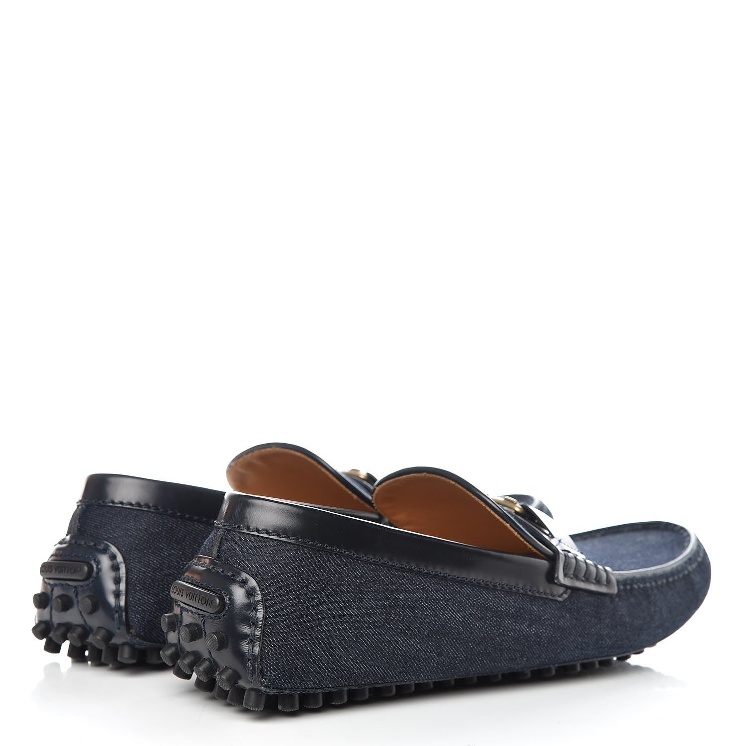 Louis Vuitton Denim Mens Hockenheim Moccasin Loafers 8.5 Marine 4 of 12
