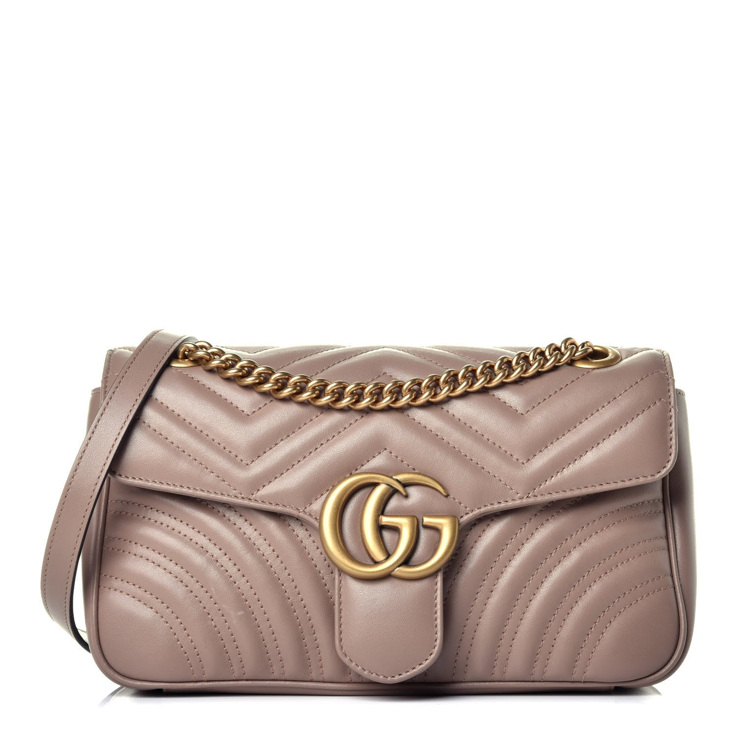 Gucci Calfskin Matelasse Small GG Marmont Shoulder Bag Porcelain Rose 1 of 10