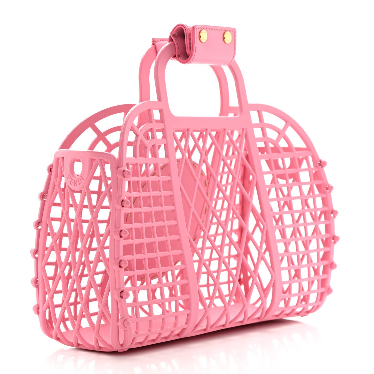 Recycled Plastic Vitello Liberty Matte Small Fendi Basket Rosa