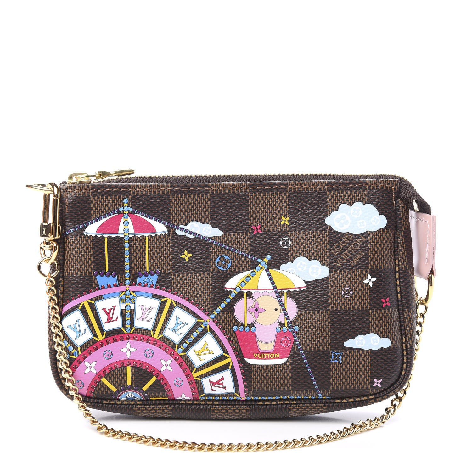 Louis Vuitton Damier Ebene 2020 Christmas Animation Big Wheel Mini Pochette Accessories Rose Ballerine 1 of 9