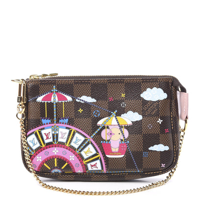 Louis Vuitton Damier Ebene 2020 Christmas Animation Big Wheel Mini Pochette Accessories Rose Ballerine 1 of 9