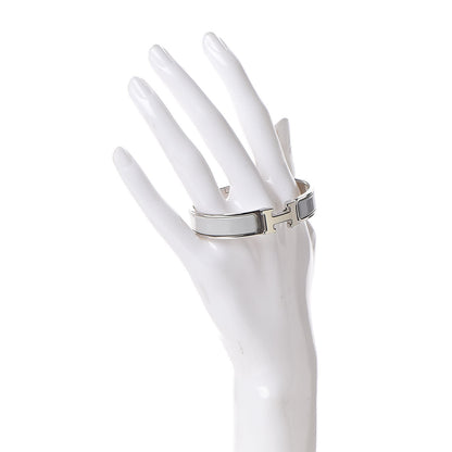Hermes Enamel Narrow Clic Clac H Bracelet PM Blanc Gris Clair 2 of 6