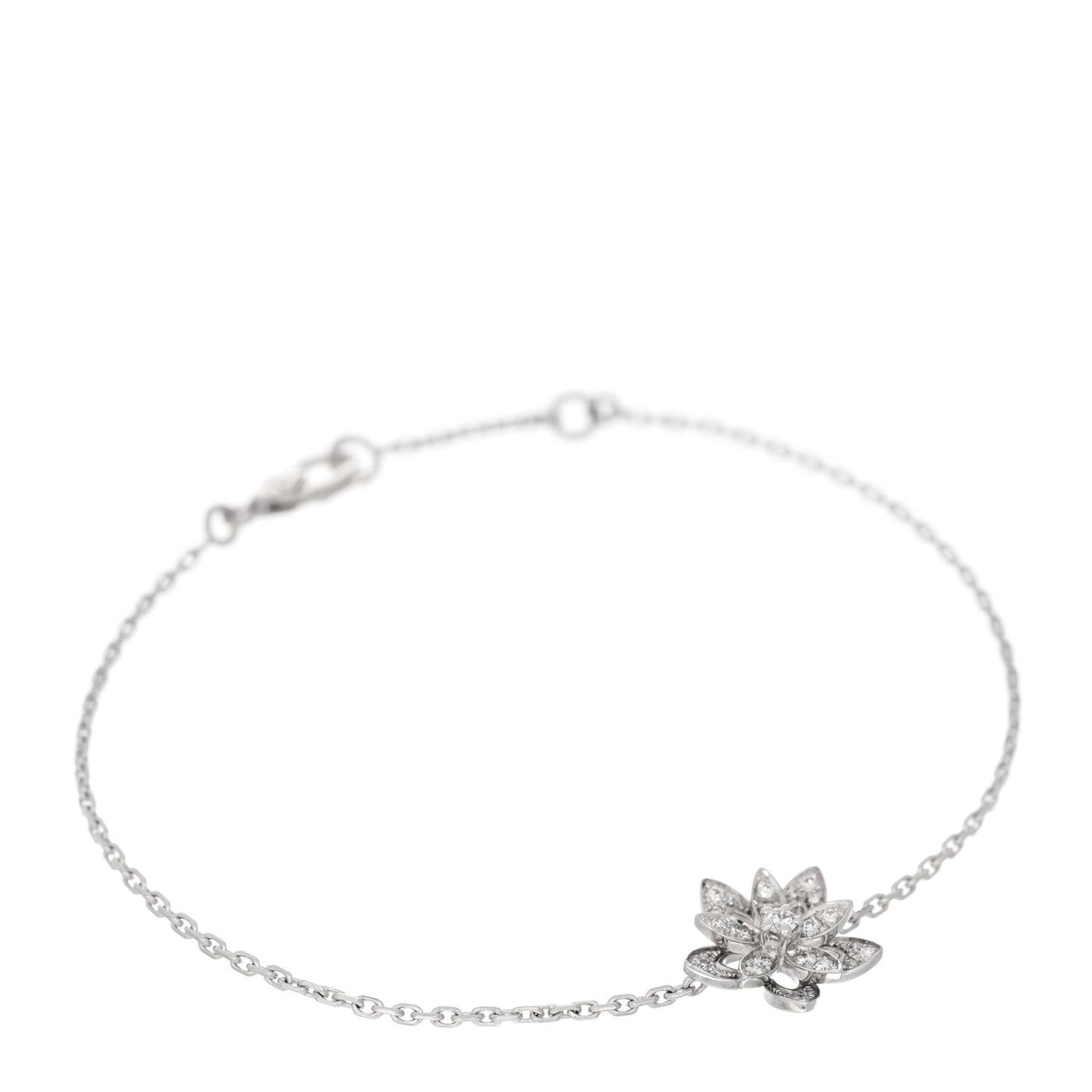 18K White Gold Diamond Mini Lotus Openwork Bracelet