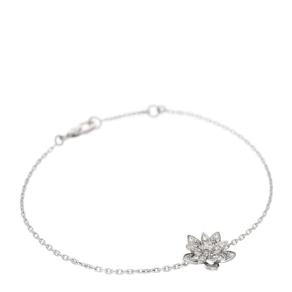 Van Cleef & Arpels 18K White Gold Diamond Mini Lotus Openwork Bracelet 1 of 4