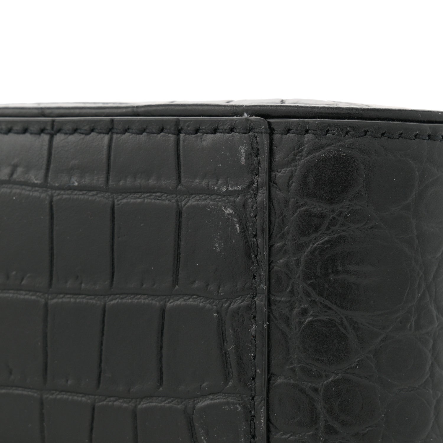 Saint Laurent Calfskin Crocodile Embossed Le 5 A 7 Hobo Black 11 of 11