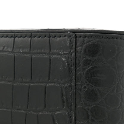 Saint Laurent Calfskin Crocodile Embossed Le 5 A 7 Hobo Black 11 of 11