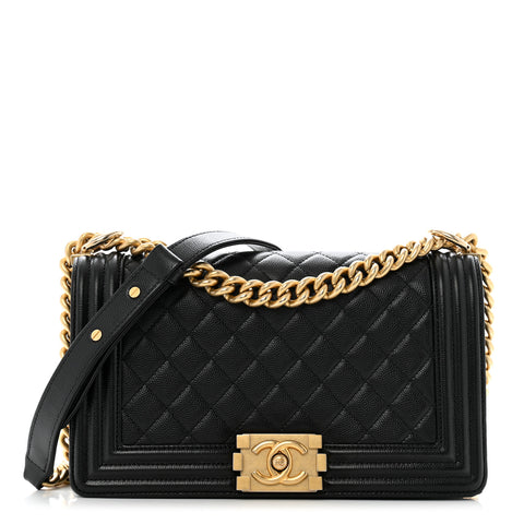Caviar Quilted Medium Boy Flap Black