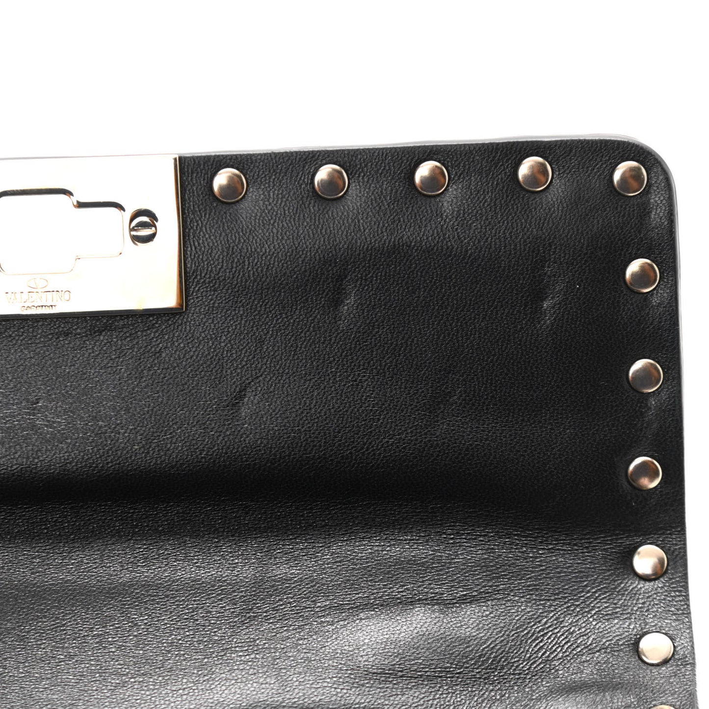 Metallic Wrinkled Lambskin Small Rockstud Spike Shoulder Bag Lipstick