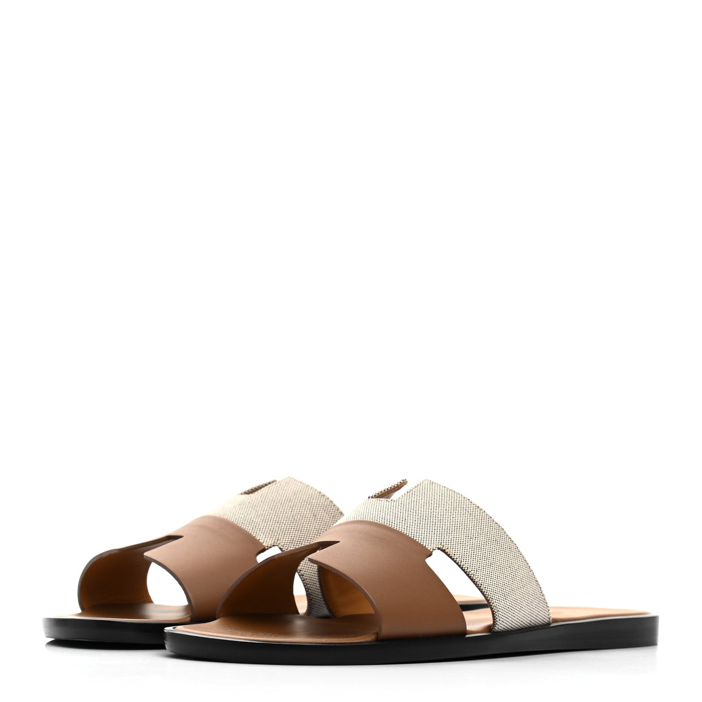 Canvas Calfskin Mens Izmir Sandals 40 Naturel Safari Prunoir