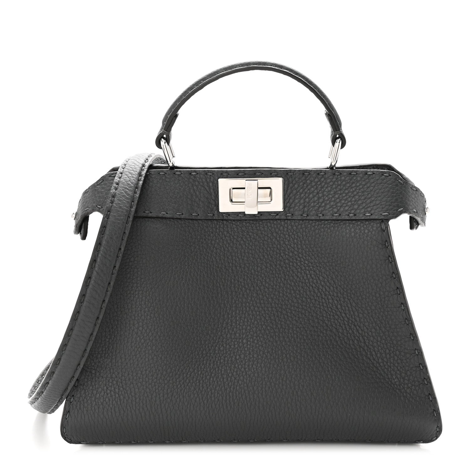 Fendi Cuoio Romano Selleria Chamois Small Peekaboo I SEE U Satchel Asfalto Camelia 1 of 9
