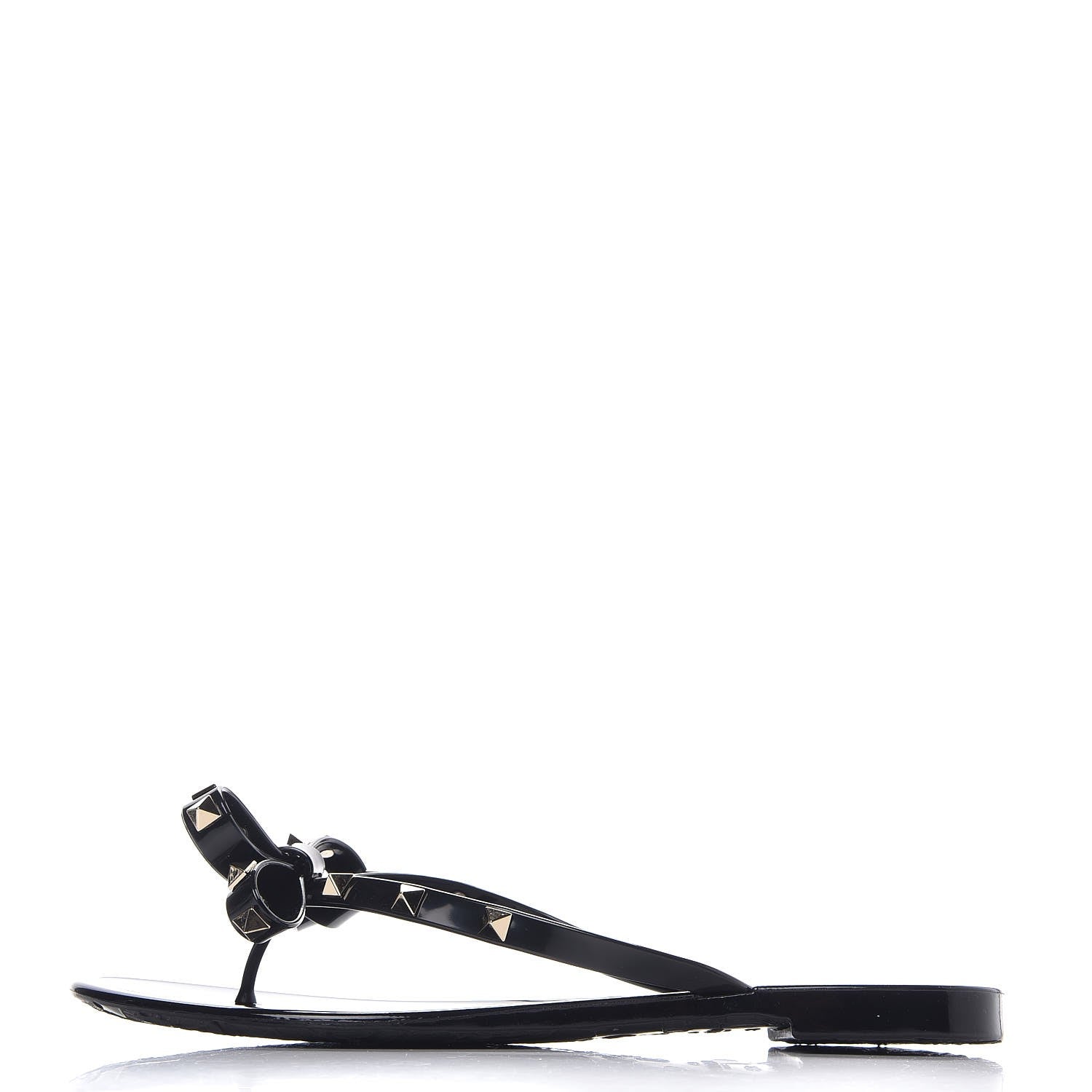 Valentino Garavani PVC Jelly Rockstud Bow Thong Sandals 40 Black 1 of 8