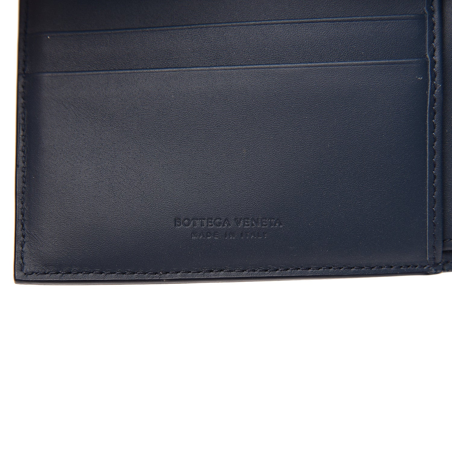 Bottega Veneta Calfskin Intrecciato Bi-Fold Wallet Dark Denim 5 of 7