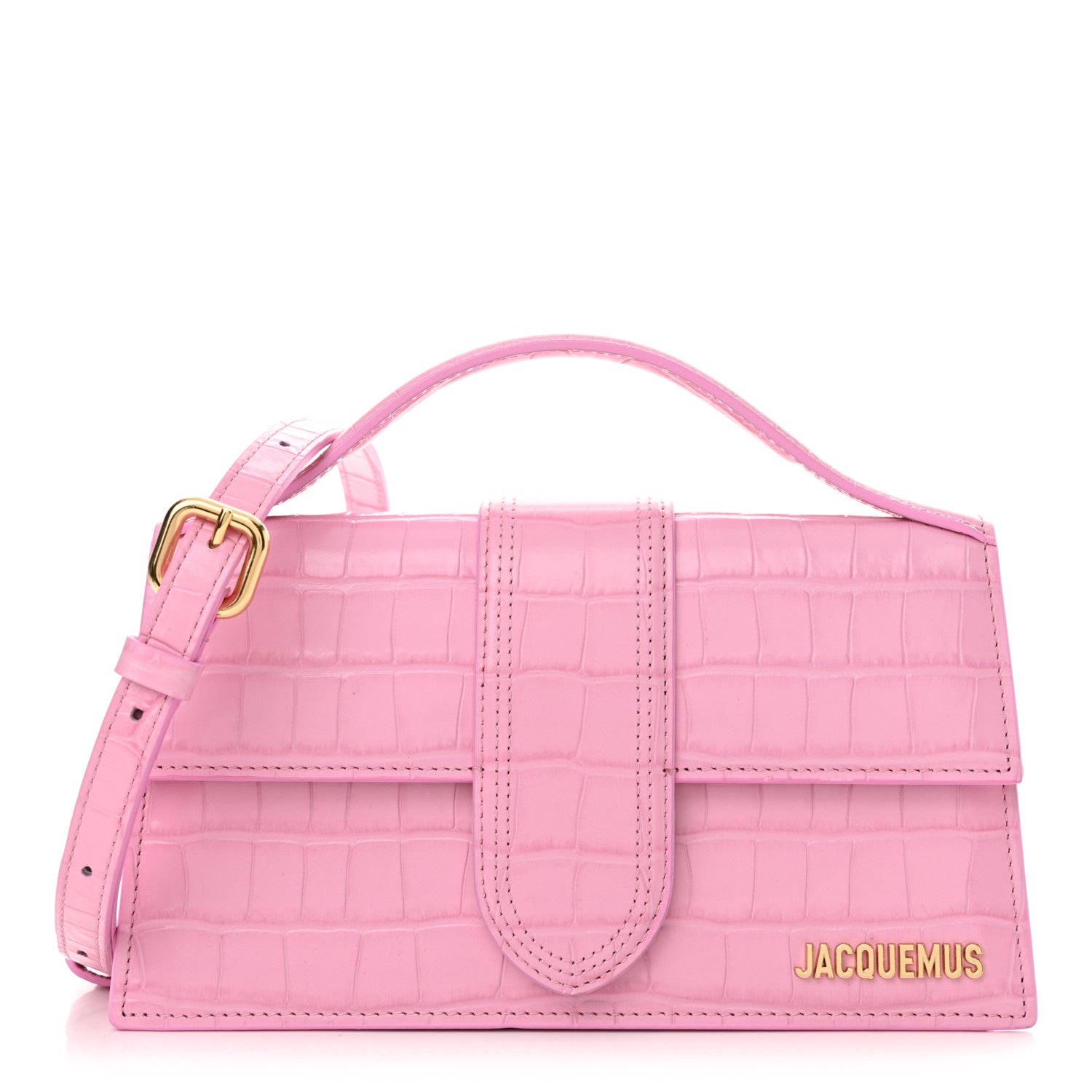 Jacquemus Calfskin Crocodile Embossed Le Grand Bambino Pink 1 of 10