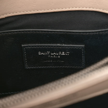 Saint Laurent Sheepskin Matelasse Chevron Monogram Medium College Bag Dark Beige 6 of 17