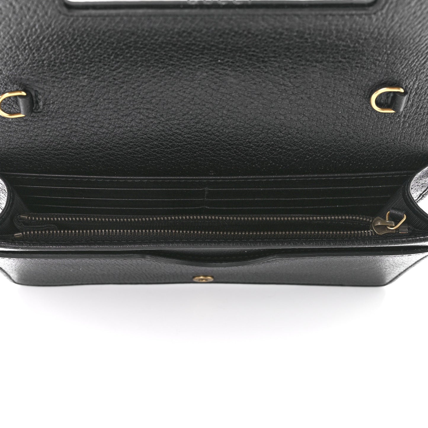 Calfskin Marquise Crystals Mini GG Chain Wallet Black